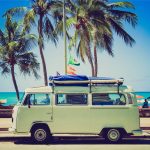 campervan in the sun at a beach