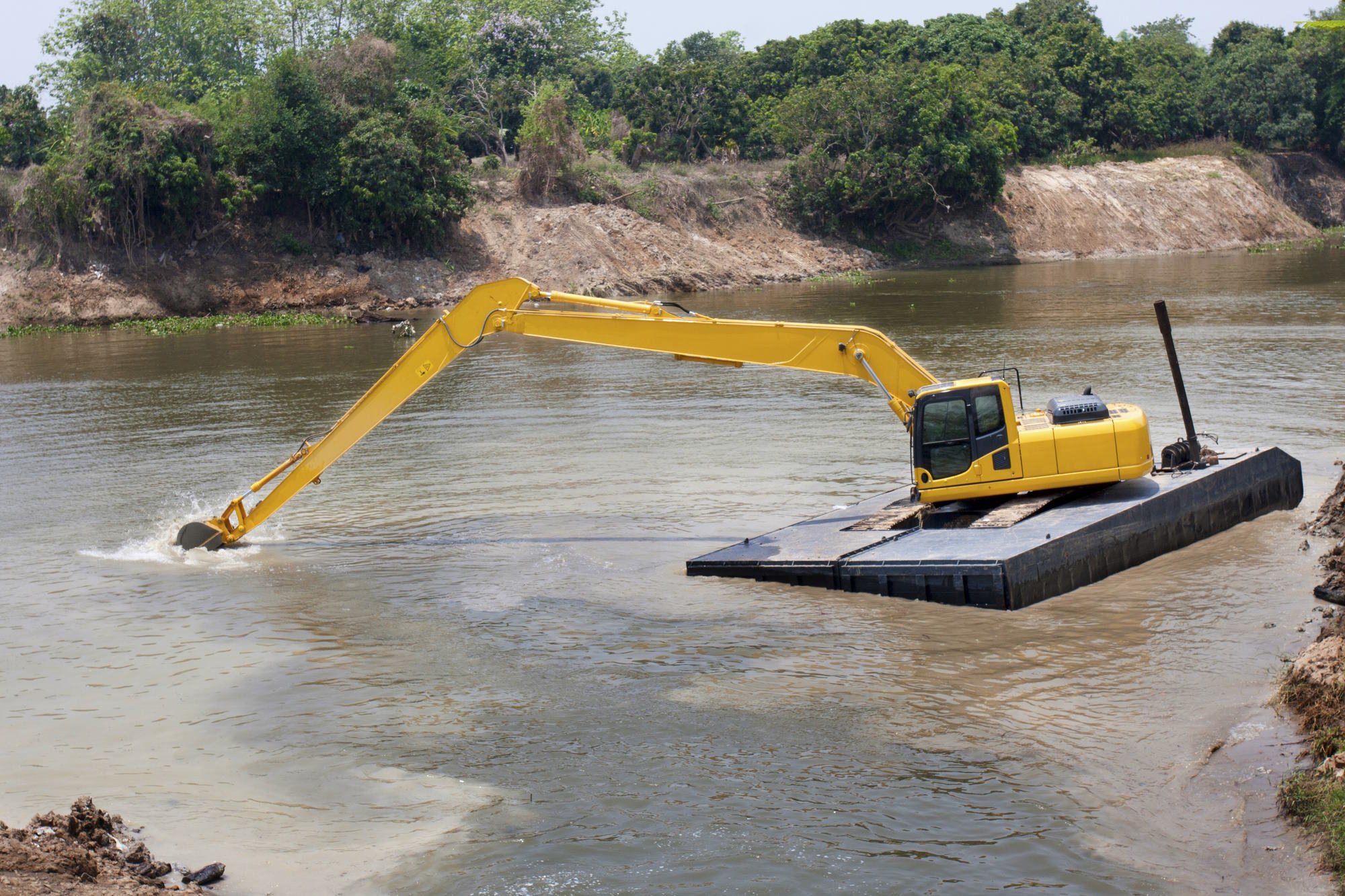 Can you use an excavator in deep water or flooding?